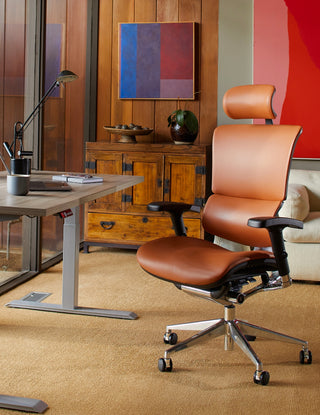 Home office setup with X4 Cognac Chair